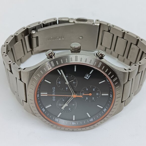 Bering Titan Chrono 11743-709 Men's 43mm Brushed Titanium Watch - Picture 8 of 11